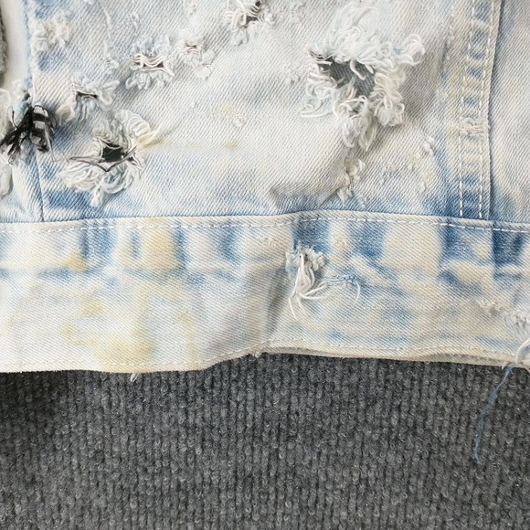 Southpole Men's Distressed Denim Jacket Blue M Button Front Acid Wash - Picture 10 of 16